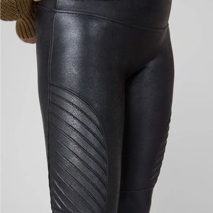 Spanx Black Faux Leather Moto Leggings